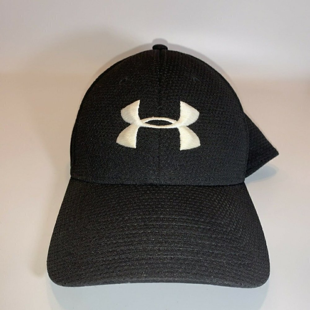 Under Armour Flexfit Heat Gear Black Hat/Cap Breathable Size Medium/Large